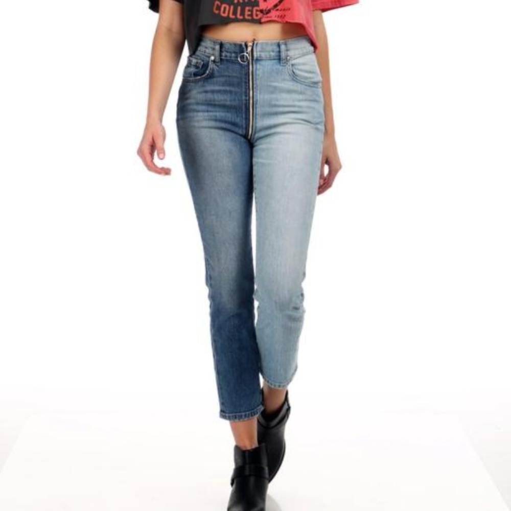 REVICE Yin Yang Colorblock Crop Jeans 28 NWOT